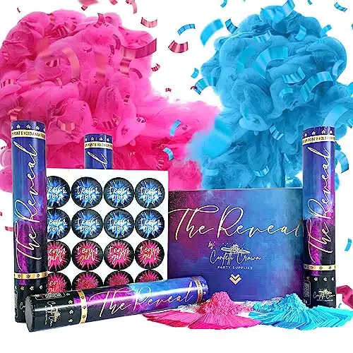 Confetti Crown Baby Gender Reveal Confetti Powder Cannon   [PACK OF ] Pink & Blue   % Biodegradable Confetti & Powder Smoke