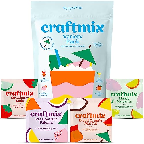 Craftmix Variety Pack, Makes Drinks, Skinny Cocktail Mixers, Mocktails Non Alcoholic Drinks   Made With Real Fruit   Vegan Low Carb, Low Sugar, Non GMO, Dairy Free, Gluten Fre