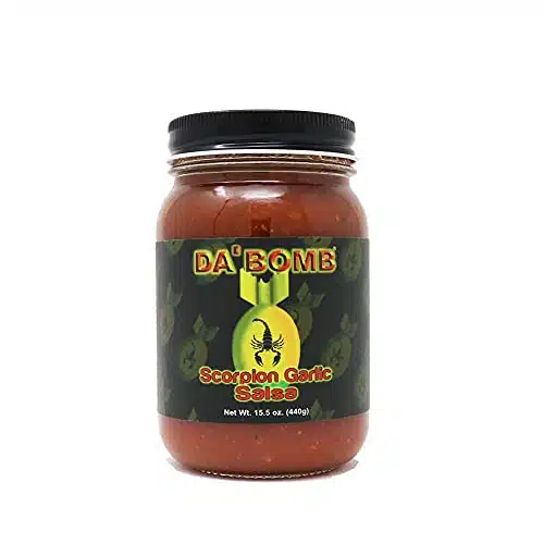 Da'Bomb   Scorpion Garlic Pepper Salsa   oz Bottles   Made in USA with Habanero & Jolokia Peppers  Non GMO, Gluten Free, Sugar Free, Keto   Pack of