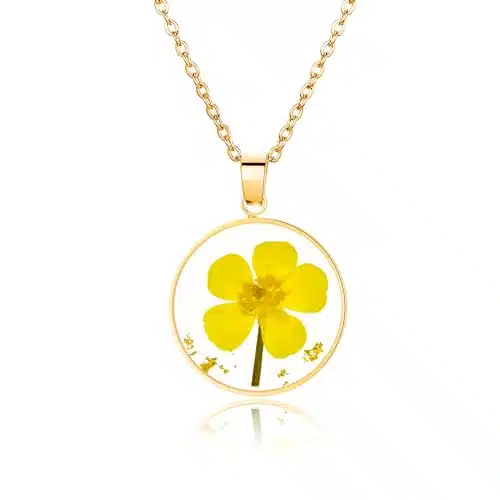 Daffodil Pressed Flower Necklace,Personalized Gold Handmade Necklace, December Birth Flower Necklace for Women,rebirth, Symbols of friendship and rebirth,Perfect Gifts For Bir