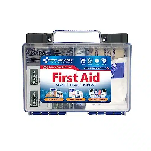 First Aid Only OSHA Compliant All Purpose Person Emergency First Aid Kit for Home, Work, and Travel, Pieces