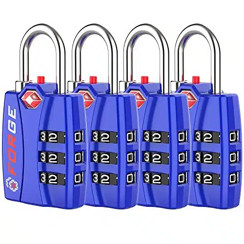 Forge TSA Luggage Combination Lock   Open Alert Indicator, Easy Read Dials, Alloy Body  Ideal for Travel, Lockers, Bags (Blue Pk)