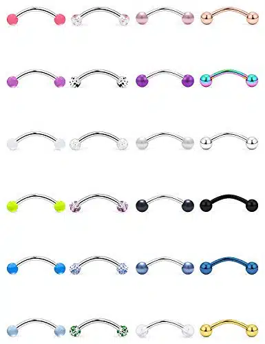 Ftovosyo PCS G Surgical Steel Snake Eyes Tongue Ring Curved Barbell Snake Bite Piercing Jewelry for Women Men Silver Tone Rose Gold Black Rainbow Glow in The Dark mm inch
