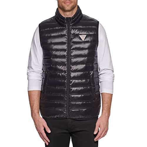 GUESS Men's Essential Light Weight Transitional Vest, Black, Medium