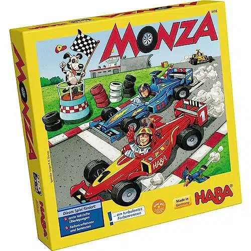HABA Monza   A Car Racing Beginner's Board Game Encourages Thinking Skills   Ages and Up (Made in Germany)