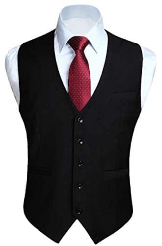 HISDERN Men's Suit Vest Business Formal Dress Waistcoat Vest with Pockets for Suit or Tuxedo