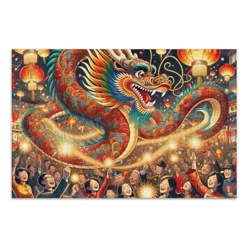 Happy New Year Chinese Dragon Jigsaw Puzzle Puzzles Pieces Hard Puzzles for Adults Puzzle Gifts