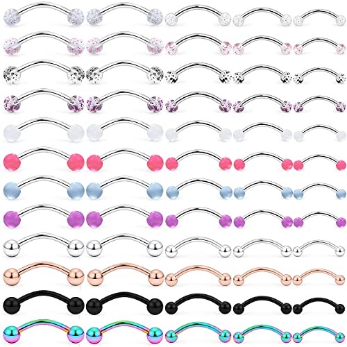 Hoeudjo PCS Vorious Sizes Snake Eyes Tongue Ring G Surgical Steel Snake Bite Piercing Jewelry Curved Barbell Eyebrow Rings Rook Daith Earrings for Women Men