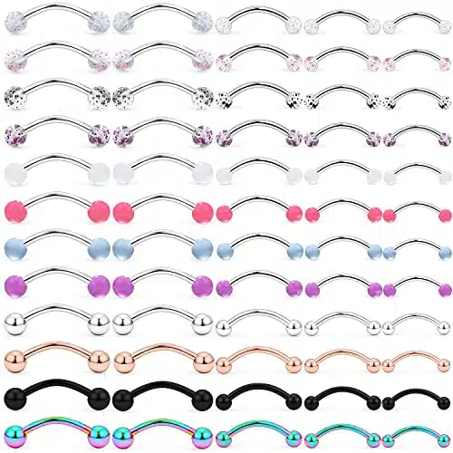 Hoeudjo PCS Vorious Sizes Snake Eyes Tongue Ring G Surgical Steel Snake Bite Piercing Jewelry Curved Barbell Eyebrow Rings Rook Daith Earrings for Women Men