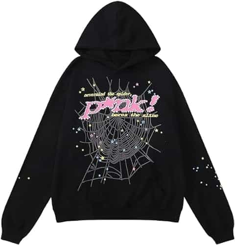 KOSUSANILL Full Zip Up Hoodies Spider Gothic Graphic Print Designer Hoodie YK Rhinestone Oversized Sweatshirt Halloween outfit (Black Spider Net, M)