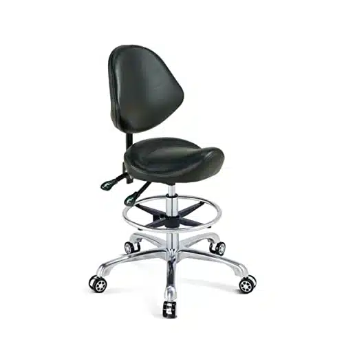 Kastele KASTELE Ergonomic Saddle Stool Swivel Rolling Saddle Chair Hydraulic Adjustable Stool with with Backrest