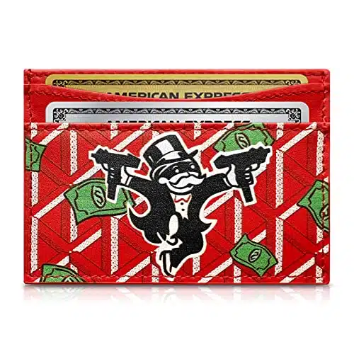 Men's Cardholder Genuine Leather Unite Cute Monopoly Mouth Cartoon Fashion Money Card Holder Wallet Credit ID Card Purse For Men Women by Holifend (Red gun)