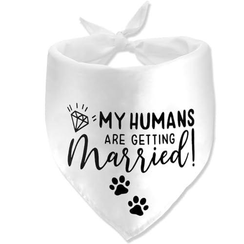 My Humans are Getting Married Dog Bandanas, Engagement Dog Bandanas, Wedding Crasher Dog Bandanas, Wedding Announcement Photo Prop, Adjustable Triangle Scarves for Smasll Medi