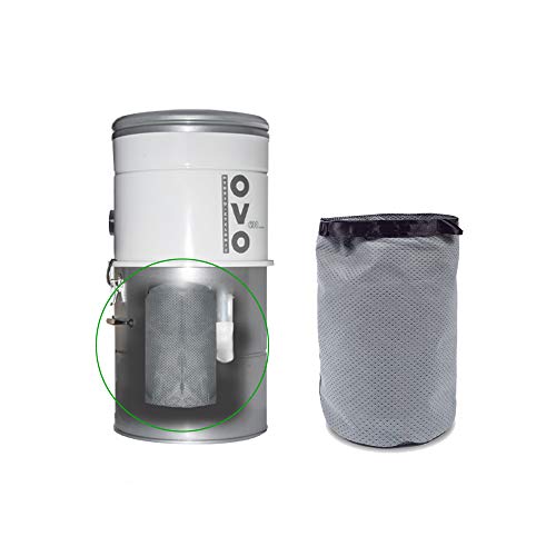 OVO Central Vacuum Permenent Filter, Liter, Fits OVO ST H, OVO ST B, OVO ST V, NADAIR AL , Machine Washable, Grey, Gray
