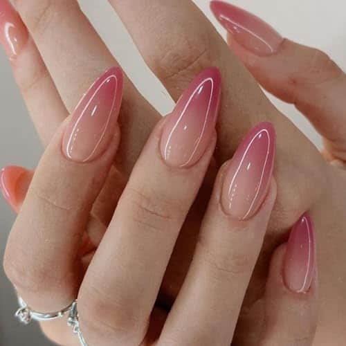 Pcs Nude Pink Press on Nails Short Almond   SHANRUN Nails Press ons Fake Nails Ombre Design French Tip False Nails Full Cover Acrylic Artificial Nails Art Almond Nail Tips Kit