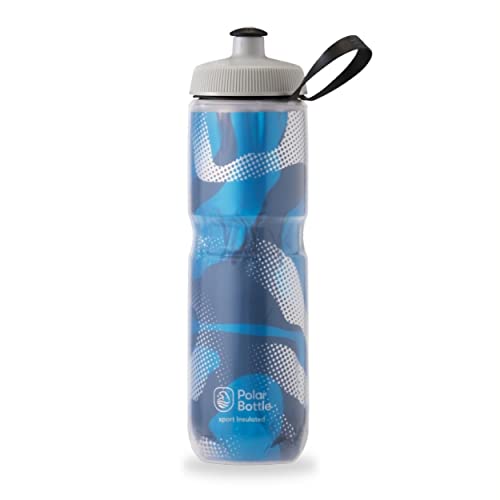 Polar Bottle Sport Insulated Water Bottle for Gym  BPA Free, Sport & Bike Squeeze Bottle with Handle (Contender   Blue & Silver, oz),LDPE, TPU