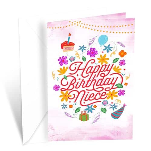 Prime Greetings Niece Birthday Card, Made in America, Eco Friendly, Thick Card Stock with Premium Envelope in x in, Packaged in Protective Mailer