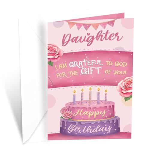 Prime Greetings Religious Birthday Card For Daughter, Made in America, Eco Friendly, Thick Card Stock with Premium Envelope in x in, Packaged in Protective Mailer