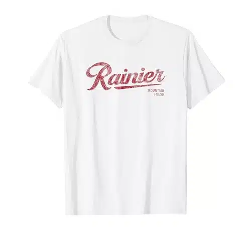 Rainier Beer Mountain Fresh Logo   Authentic Vintage Look T Shirt