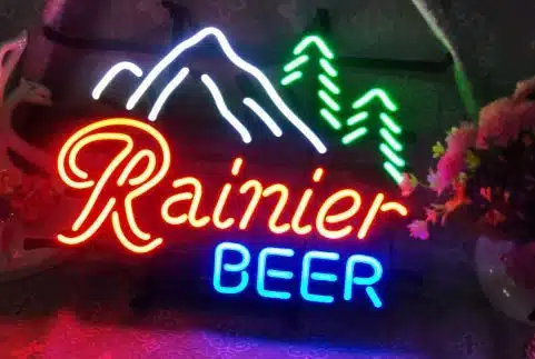 Rainier Beer Neon Sign xReal Glass Neon Sign Light for Beer Bar Pub Garage Room.