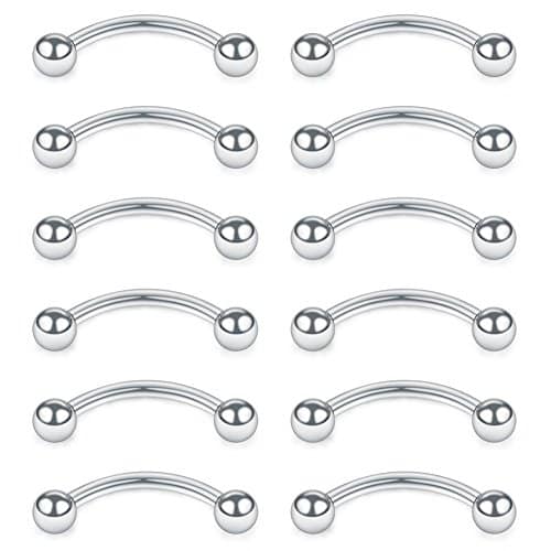 SCERRING PCS Stainless Steel Curved Barbell Eyebrow Tragus Helix Ear Belly Lip Ring Body Piercing Jewelry with Balls G mm