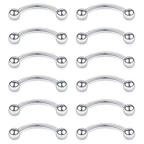SCERRING PCS Stainless Steel Curved Barbell Eyebrow Tragus Helix Ear Belly Lip Ring Body Piercing Jewelry with Balls G mm