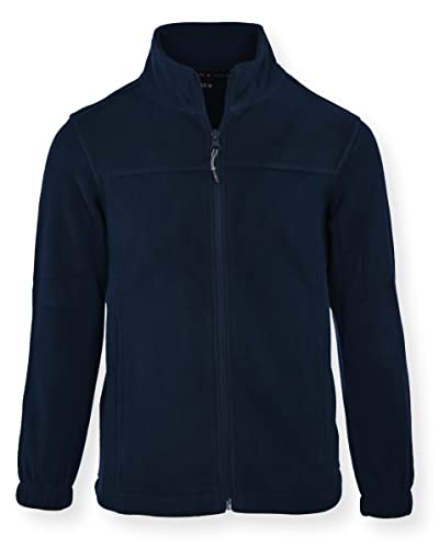 Swiss Alps Kids Boy's Full Zip Polar Fleece Jacket, Ultra Soft, Warm, Comfortable Fabric with Zippered Hand Pockets   Navy,