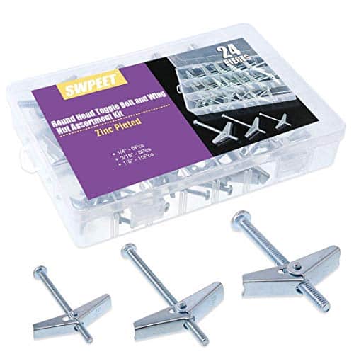 Swpeet Assorted Pcs Toggle Bolt and Wing Nut Kit for Hanging Heavy Items on Drywall   Inch, Inch, Inch