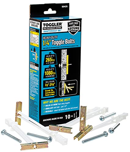 TOGGLER SNAPTOGGLE BB Toggle Anchor with Bolts, Zinc Plated Steel Channel, Made in US, to Grip Range, For UNC Fastener Size (Pack of )