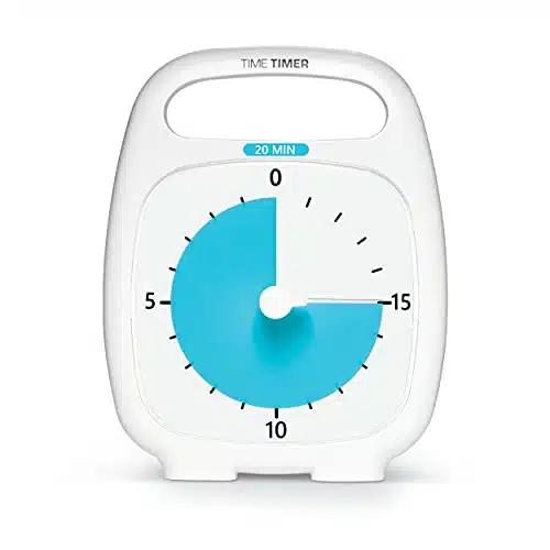 Time Timer PL Minute Desk Visual Timer  Countdown Timer with Portable Handle for Classroom, Office, Homeschooling, Study Tool with Silent Operation (White)