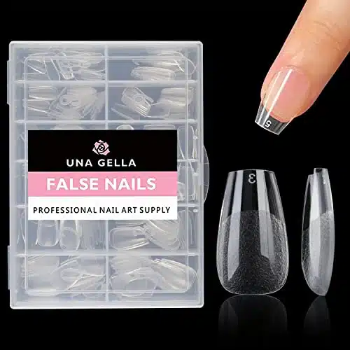 UNA GELLA Short Coffin Fake Nails pcs Press on Pre shape Gel Tips Full Cover Acrylic Coffin For Nail Extension Home DIY Nail Salon Sizes Gelly Tips