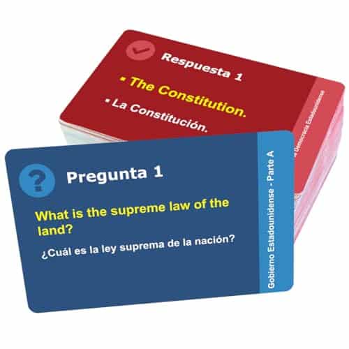 US Citizenship Flash Cards Study Guide Ciudadania Americana Spanish and English. Flash Cards incluye Audios Online. USCIS Preguntas y respuestas
