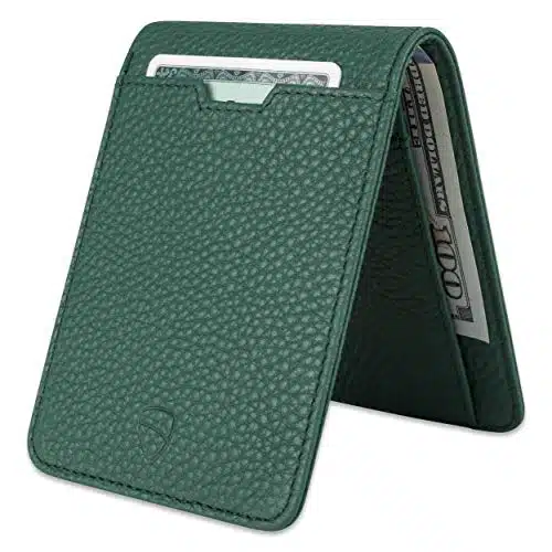 Vaultskin MANHATTAN Slim Minimalist Bifold Wallet and Credit Card Holder with RFID Blocking and Ideal for Front Pocket, Matt Green