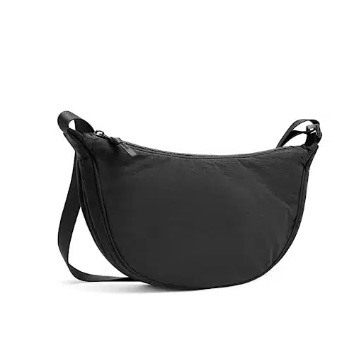 WESTBRONCO Crescent Bag Crossbody Bags for Women Trendy Small Nylon Fanny Pack Sling Hobo Bag Soft Casual, Black