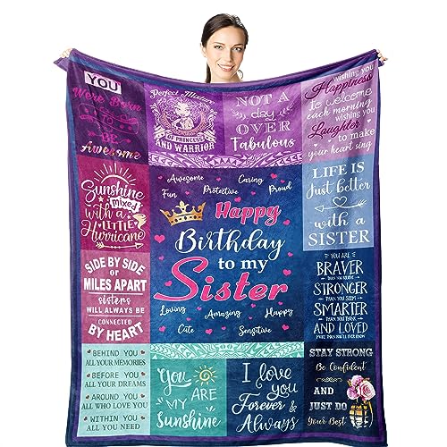 Wisegem Sister Birthday Gift Ideas   Birthday Gifts for Sister Blanket x  Funny Sister Birthday Gifts from Sister   Happy Birthday Gift for Women Sisters   Sister Presents for