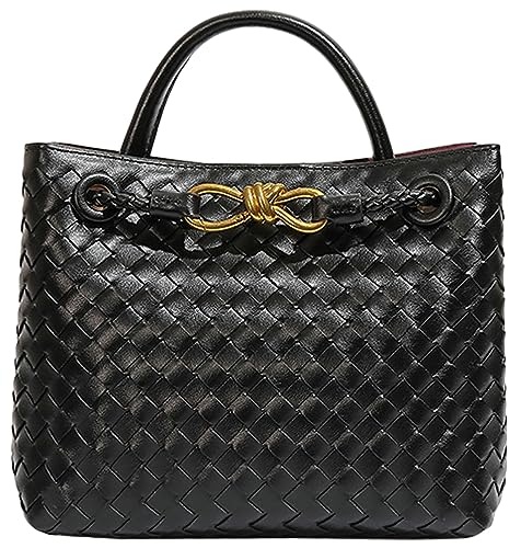 Woven Bags for Women Bowknot Small Tote Hobo Crossbody Bags PU Leather Handwoven Satchel Woven Purses