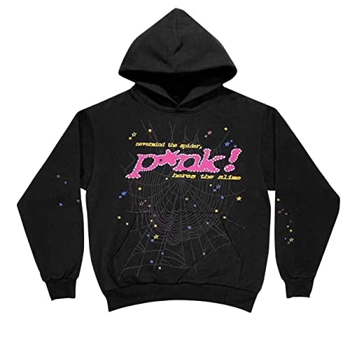 mnizgrf Spider Worldwide Hoodie Men's Pink Sweatshirt Trendy Pullover Women Hoodies Trend Hooded Long sleeve Sweaters (Black,Small,Small)