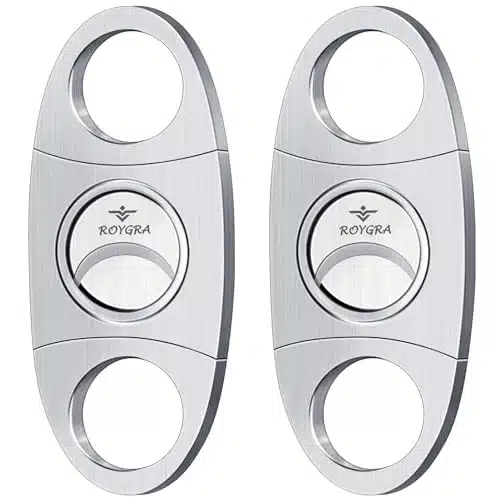 roygra Cigar Cutter Pack, Stainless Steel Double Blade Guillotine (Silver)
