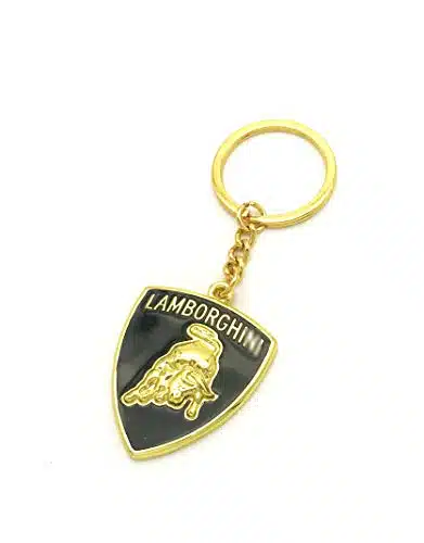 Car Logo D Relief Metal Emblem Key Chain Key Ring for Lamborghini (Golden)