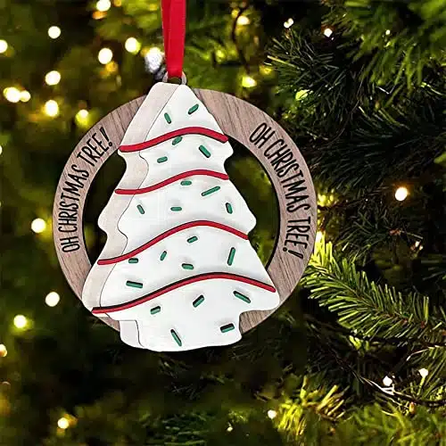 Christmas Tree Ornament   '' Diameter  Wood Christmas Tree Snack Cake Hanging Ornament for Christmas Tree Decorations