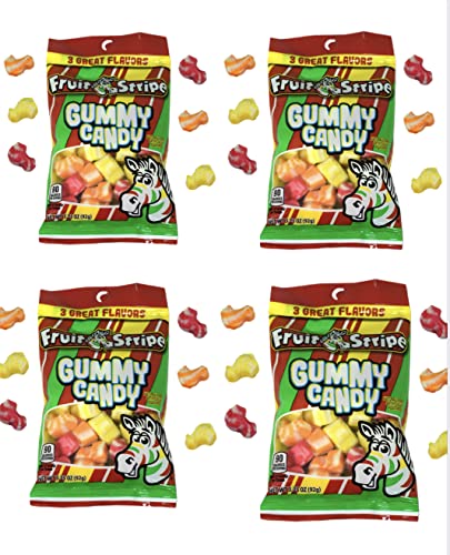 Ferara Zebra Fruit Stripe Gummy Candy Gummies   Great Flavors   Total Gummies, Ounce (Pack of )