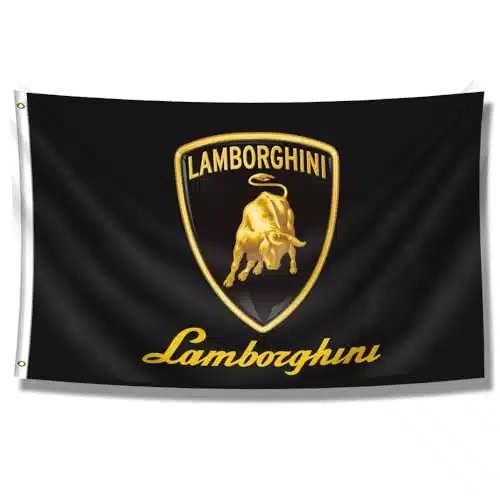 Kasflag Banner Flag Compatible with Lamborghini Black (xft, Anti fade PolyD) For Boys RoomSaturday Night PartyMan Cave