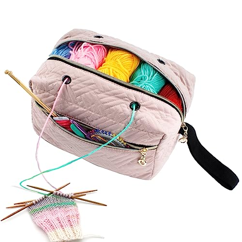 MYBAGZING Small Crochet Bag Organizer   Knitting Bag   Yarn Storage Organizer   Yarn Bag for Crocheting   Yarn Holder for Crochet Accessories, Knitting Needles, Crochet Hooks,
