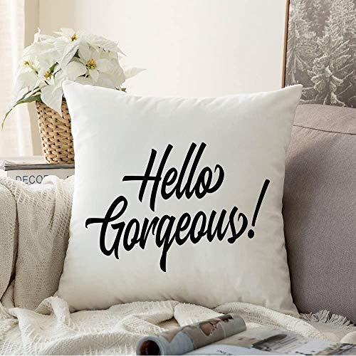 Pillow Covers Decorative SquareWord Typography Hand Design Script Calligraphy Hello Type Signs for Symbols All Element Graphic Pillowcase Soft Cushion Case for Sofa Bedroom Ca