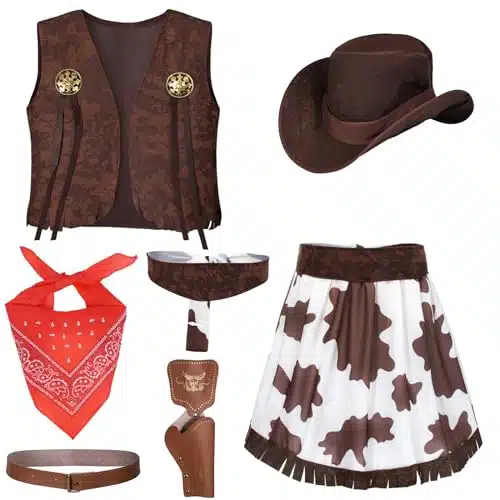 TOGROP Cowgirl Costume for Girls pcs Set Kids Dress Up Birthday Halloween Party Cosplay Years