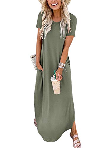 ANRABESS Women's Summer Maxi Dress Casual Loose T Shirt Dress s Long Dress Short Sleeve Split Aganlanlv XL