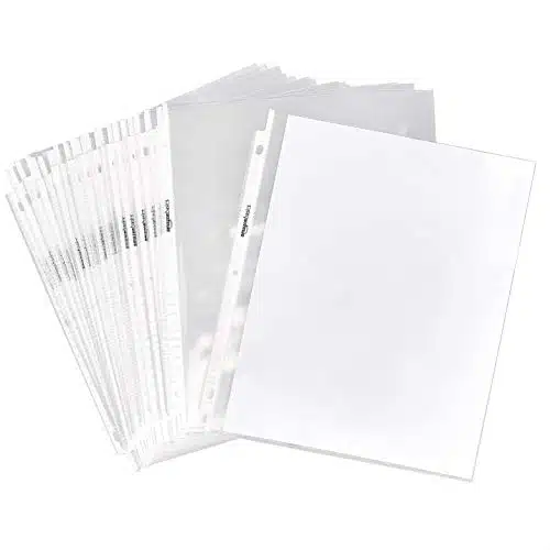 Amazon Basics Clear Sheet Protectors for Ring Binder, x Inch,Polypropylene, Pack