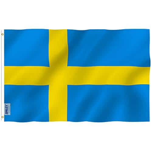 Anley Fly Breeze xFoot Sweden Flag   Vivid Color and Fade proof   Canvas Header and Double Stitched   Swedish Banner Flags Polyester with Brass Grommets X Ft