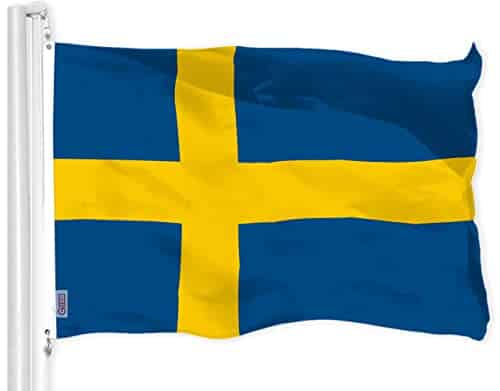 GSweden Swedish Flag  xFt  LiteWeave Pro Series Printed D Polyester  Country Flag, IndoorOutdoor, Vibrant Colors, Brass Grommets, Thicker and More Durable Than D D Polyester
