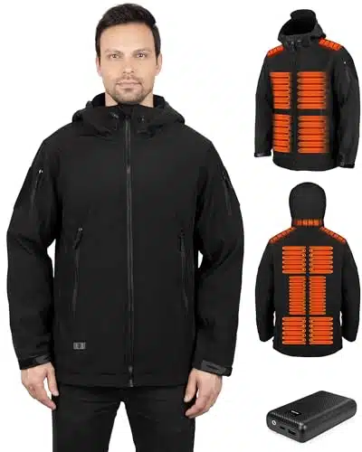 VantacentHeated Jacket for Men with V Battery Pack Included, Outdoor Shell Heating Coat (L)